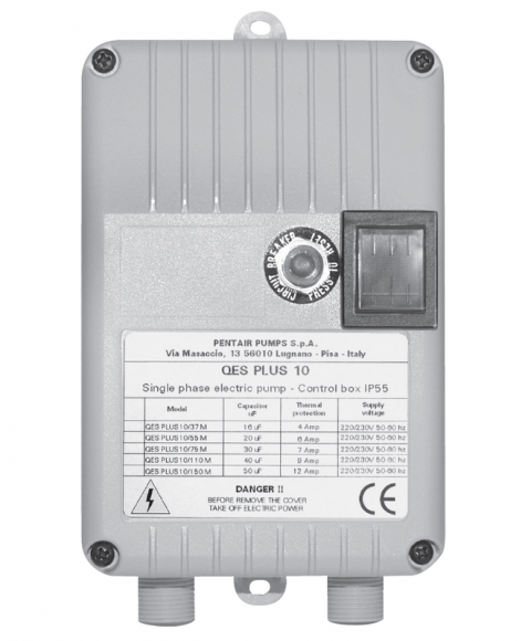 QES PLUS 10 75 (HP1M) Электронная панель управления насосом P-0,75 кВт, U-230B, 50Гц